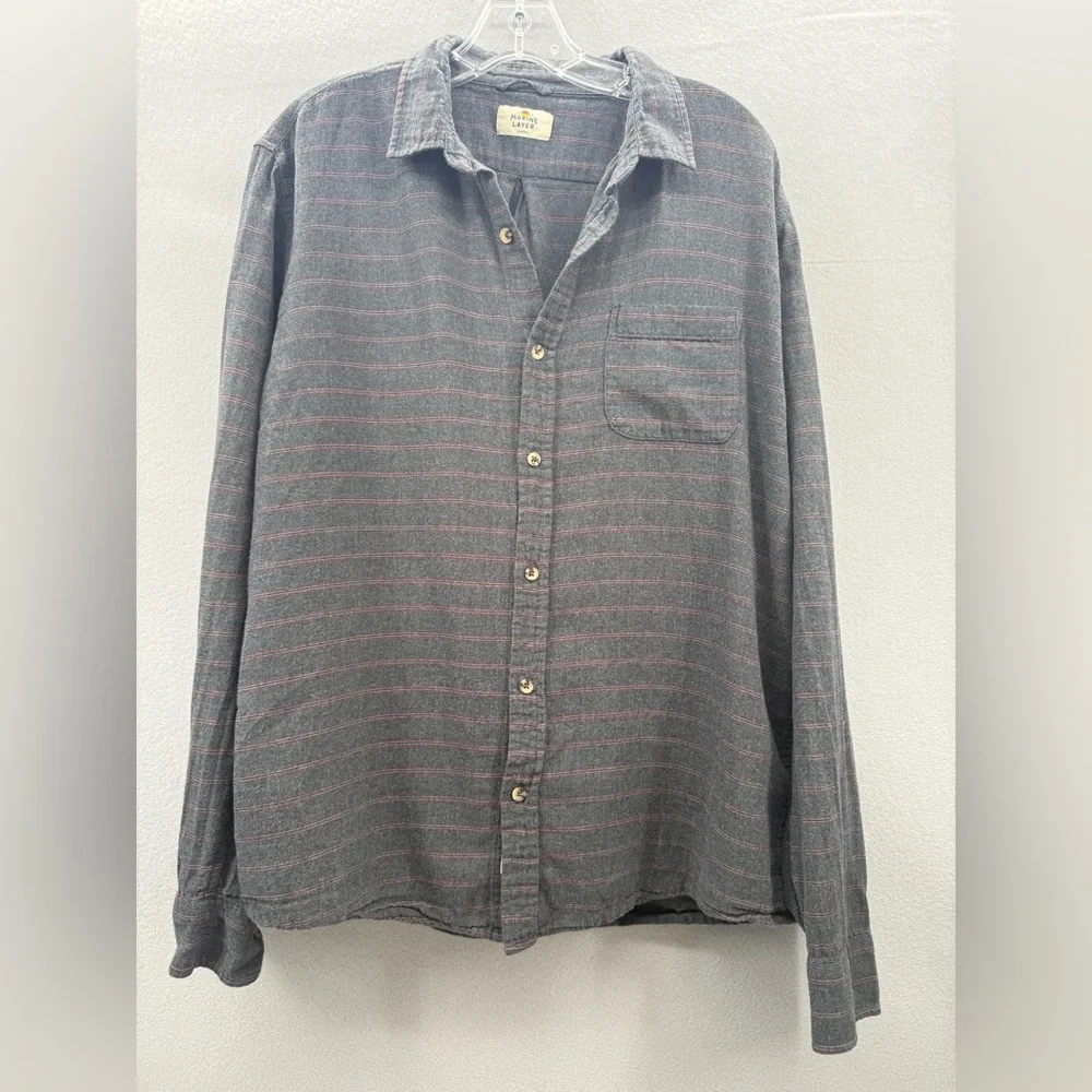 Marine layer Men’s 100% Cotton Lightweight  Brushed Button Up Size L Classic - Picture 2 of 14